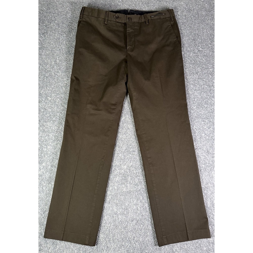 PT01 Pants Mens 50 (34x28) Brown Slim Fit Stretch Chino Trousers Casual Office